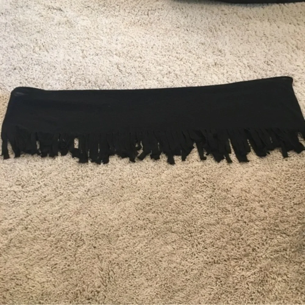 Girls size 10 Justice black fringe wrap around infinity scarf